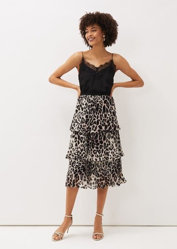 Phase Eight Chelsie Leopard Tiered Skirts Multicolor Australia | OE8210675